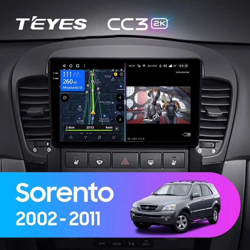 Navigatie Auto Teyes CC3 2K Kia Sorento 2002-2010 6+128GB 9.5" QLED Octa-core 2Ghz, Android 4G Bluetooth 5.1 DSP [2]