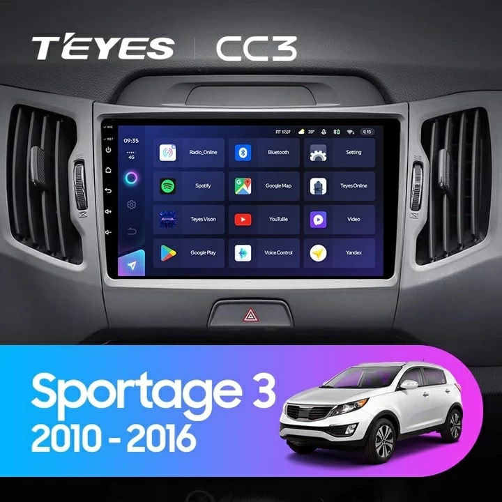 Navigatie Auto Teyes CC3 2K Kia Sportage 3 2010-2016 4+64GB 9.5" QLED Octa-core 2Ghz, Android 4G Bluetooth 5.1 DSP [2]