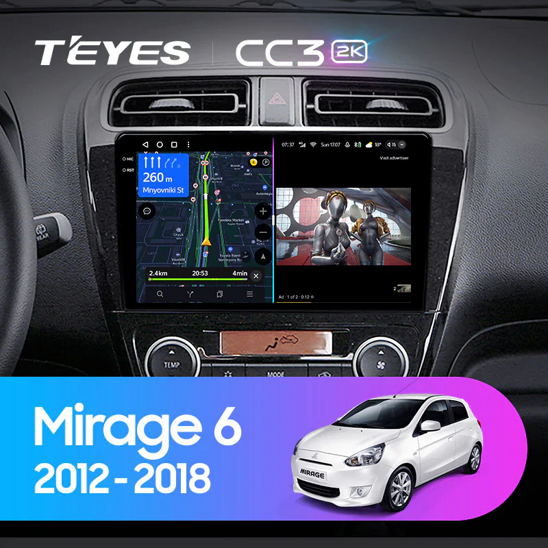 Navigatie Auto Teyes CC3 2K Mitsubishi Mirage 2012-2023 4+64GB 9.5" QLED Octa-core 2Ghz, Android 4G Bluetooth 5.1 DSP [2]