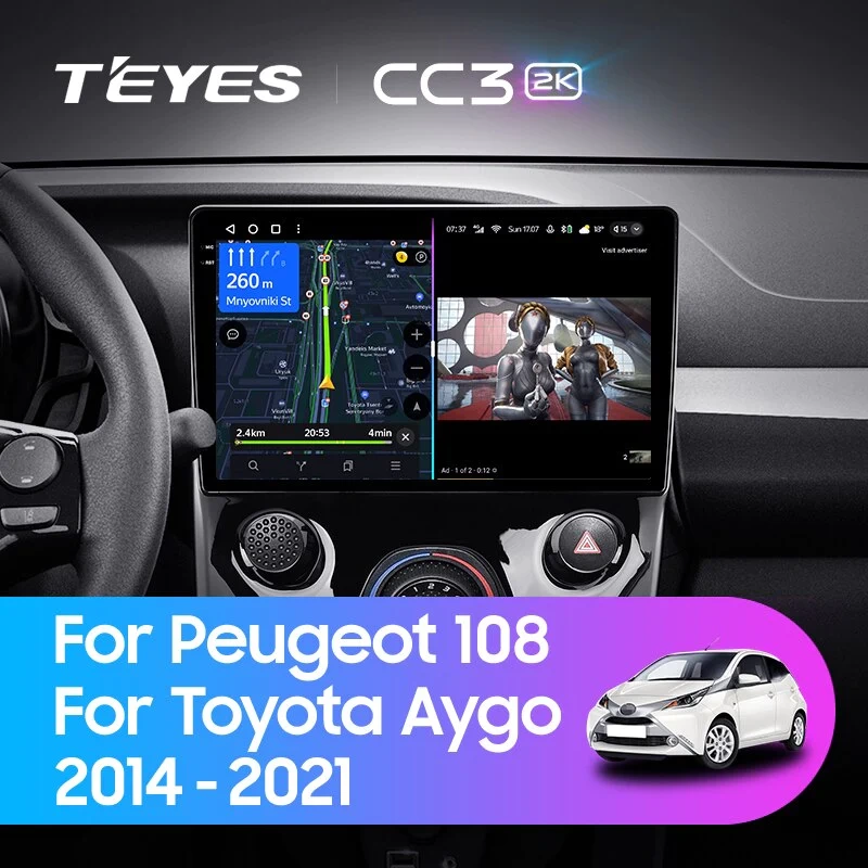 Navigatie Auto Teyes CC3 2K Peugeot 108 2014-2021 4+64GB 10.36" QLED Octa-core 2Ghz, Android 4G Bluetooth 5.1 DSP [2]