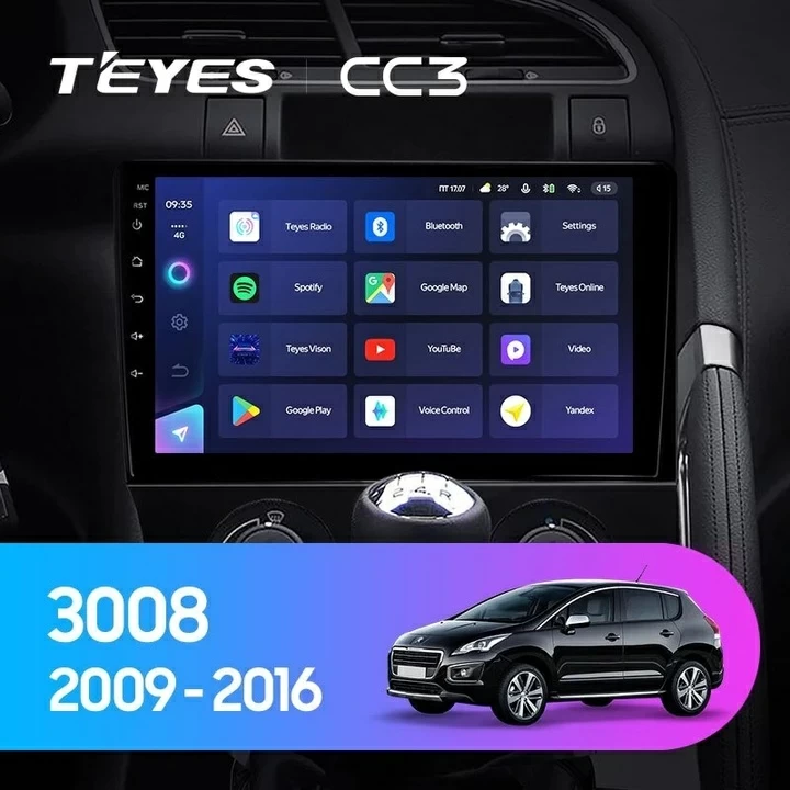 Navigatie Auto Teyes CC3 2K Peugeot 3008 2009-2016 6+128GB 9.5" QLED Octa-core 2Ghz, Android 4G Bluetooth 5.1 DSP [2]