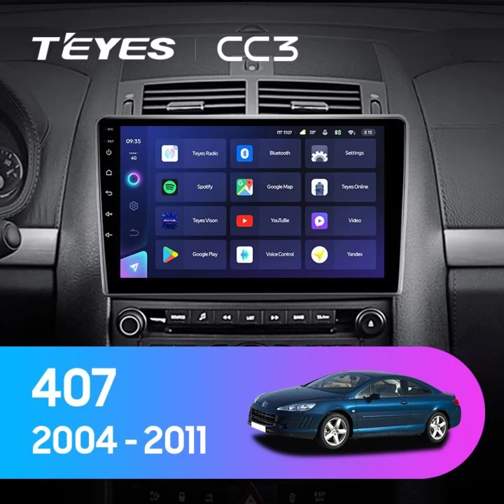 Navigatie Auto Teyes CC3 2K Peugeot 407 2004-2011 6+128GB 9.5" QLED Octa-core 2Ghz, Android 4G Bluetooth 5.1 DSP [2]