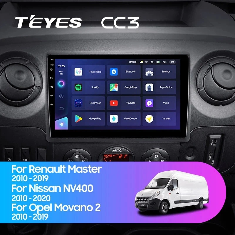 Navigatie Auto Teyes CC3 2K Renault Master 2010-2019 6+128GB 10.36" QLED Octa-core 2Ghz, Android 4G Bluetooth 5.1 DSP [3]