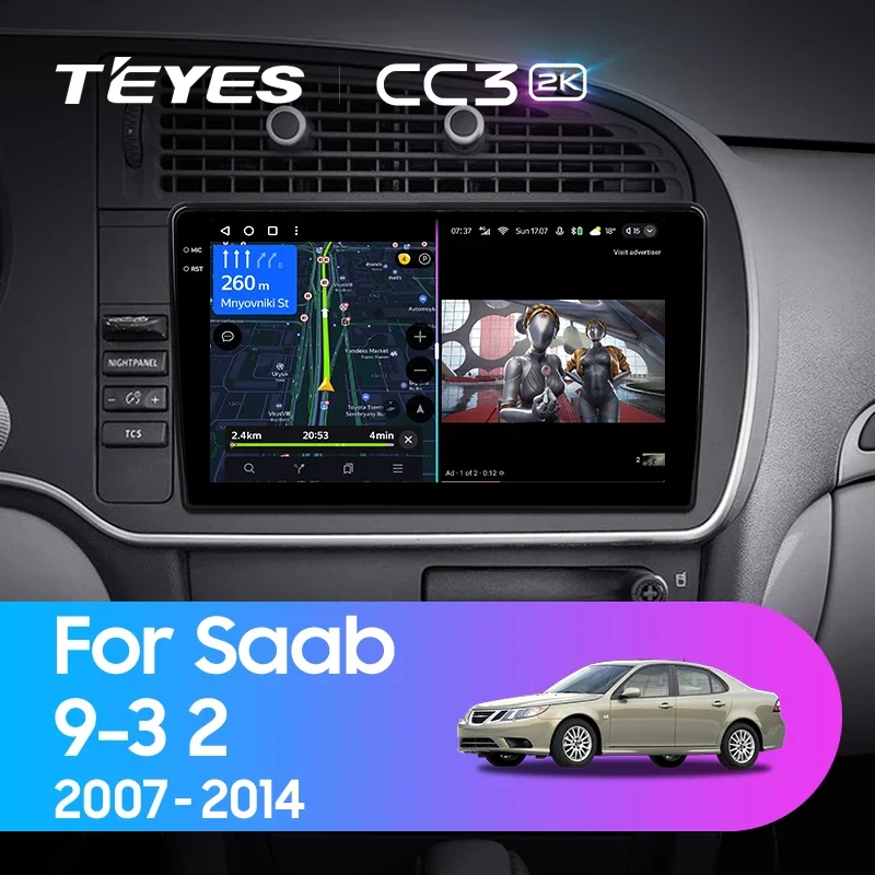 Navigatie Auto Teyes CC3 2K Saab 9-3 2007-2014 4+32GB 9.5" QLED Octa-core 2Ghz, Android 4G Bluetooth 5.1 DSP [2]