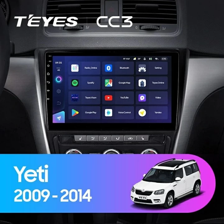 Navigatie Auto Teyes CC3 2K Skoda Yeti 2014-2017 6+128GB 10.36" QLED Octa-core 2Ghz Android 4G Bluetooth 5.1 DSP [2]