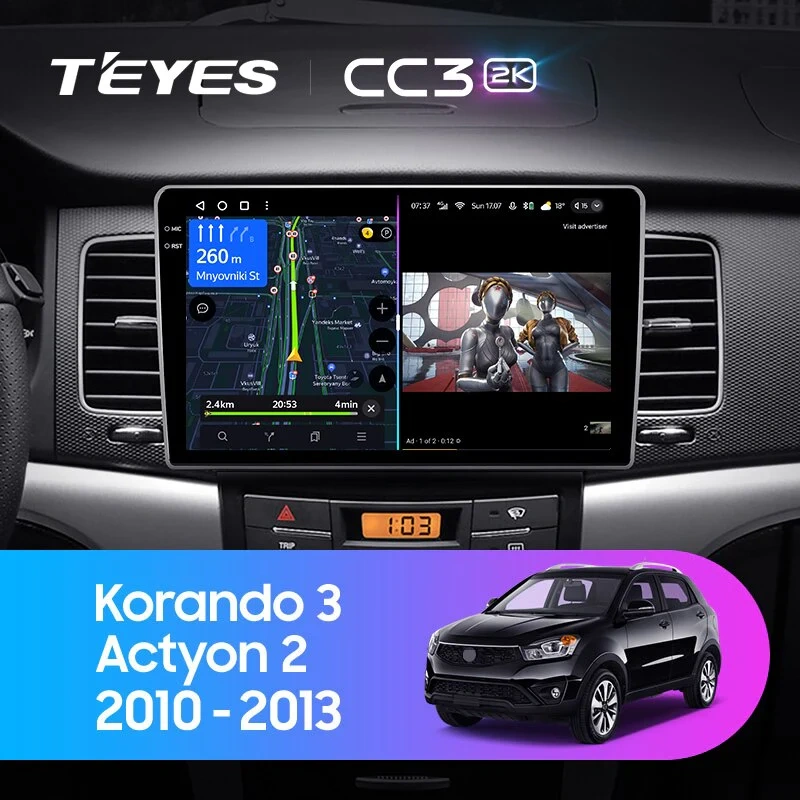 Navigatie Auto Teyes CC3 2K SsangYong Actyon 2 2010-2013 6+128GB 9.5" QLED Octa-core 2Ghz, Android 4G Bluetooth 5.1 DSP [2]