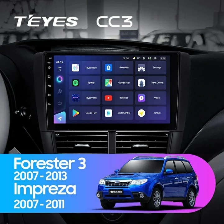 Navigatie Auto Teyes CC3 2K Subaru Forester 3 2007-2013 6+128GB 9.5" QLED Octa-core 2Ghz, Android 4G Bluetooth 5.1 DSP [2]