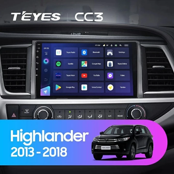 Navigatie Auto Teyes CC3 2K Toyota Highlander 3 2013-2018 6+128GB 10.36" QLED Octa-core 2Ghz, Android 4G Bluetooth 5.1 DSP [2]