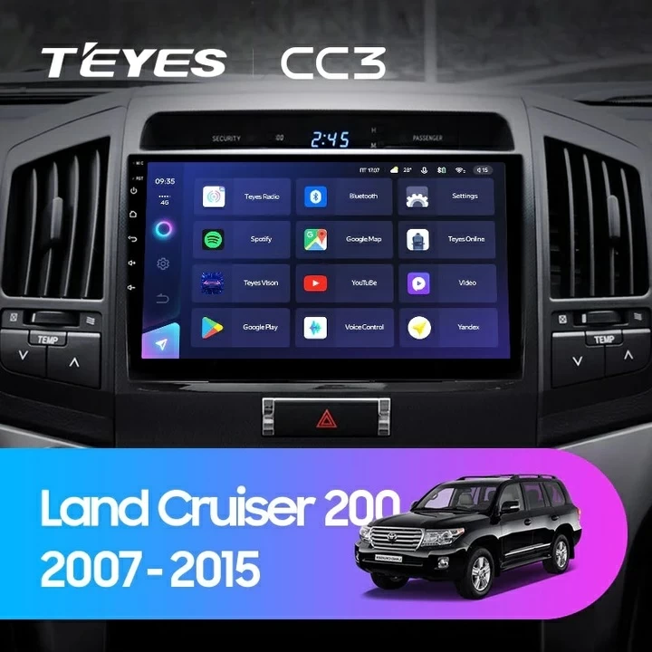Navigatie Auto Teyes CC3 2K Toyota Land Cruiser LC J100 2002-2007 6+128GB 9.5" QLED Octa-core 2Ghz, Android 4G Bluetooth 5.1 DSP [2]