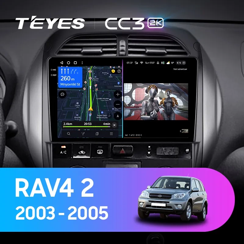 Navigatie Auto Teyes CC3 2K Toyota RAV4 2 XA20 2003-2005 4+64GB 9.5" QLED Octa-core 2Ghz, Android 4G Bluetooth 5.1 DSP [2]