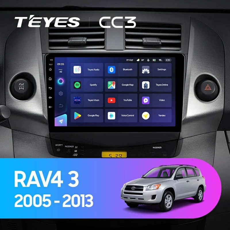 Navigatie Auto Teyes CC3 2K Toyota RAV4 XA30 2005-2013 4+32GB 9.5" QLED Octa-core 2Ghz Android 4G Bluetooth 5.1 DSP [2]