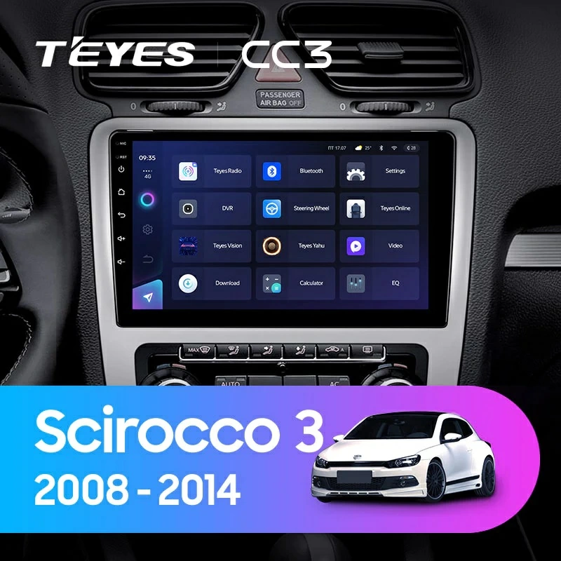 Navigatie Auto Teyes CC3 2K Volkswagen Scirocco 2008-2017 4+64GB 9.5" QLED Octa-core 2Ghz Android 4G Bluetooth 5.1 DSP [2]