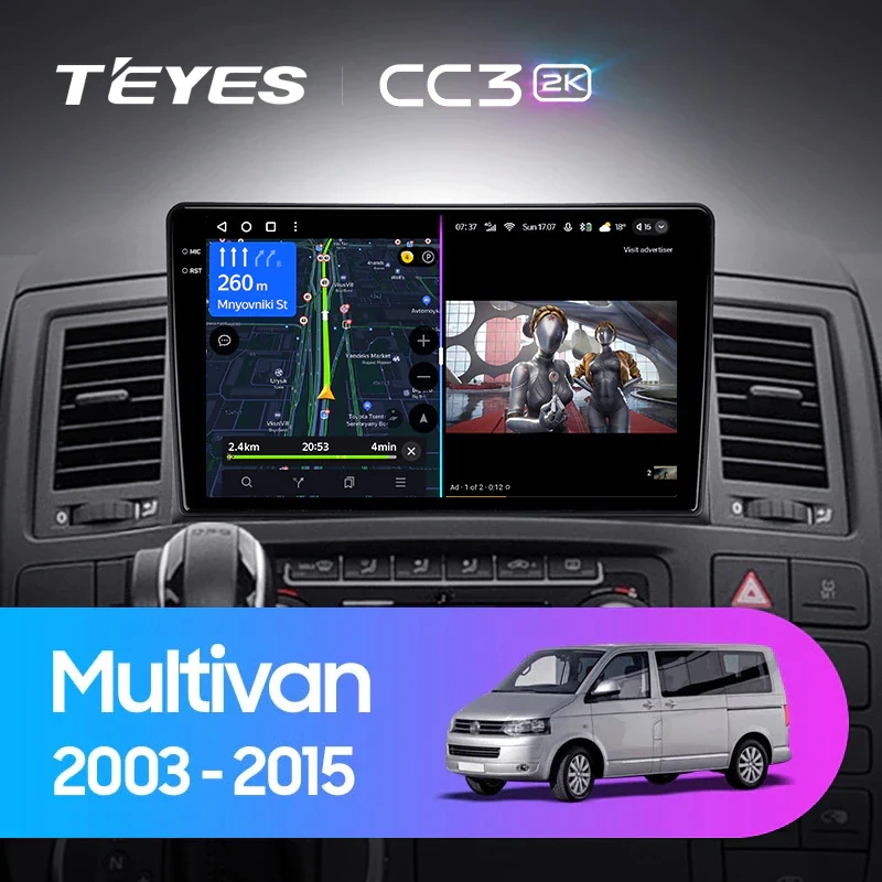 Navigatie Auto Teyes CC3 2K Volkswagen Transporter T5 2003-2015 4+32GB 9.5" QLED Octa-core 2Ghz, Android 4G Bluetooth 5.1 DSP [2]