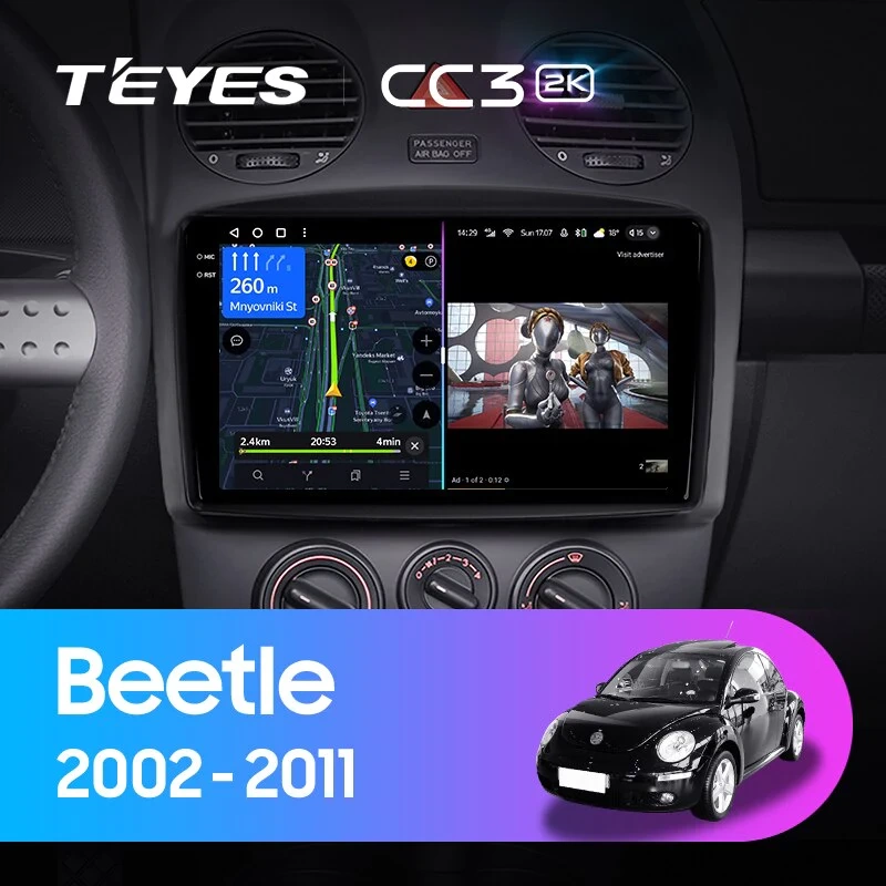 Navigatie Auto Teyes CC3 360° Volkswagen New Beetle 1998-2010 6+128GB 9" QLED Octa-core 1.8Ghz, Android 4G Bluetooth 5.1 DSP [2]