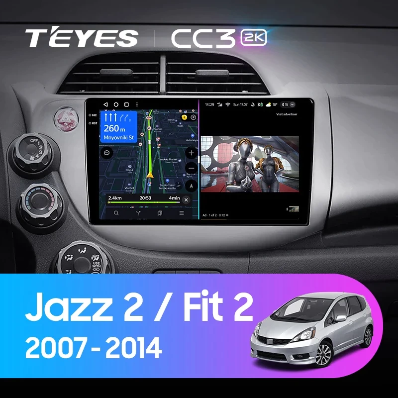 Navigatie Auto Teyes CC3 Honda Jazz 2 2007-2014 4+32GB 10.2" QLED Octa-core 1.8Ghz, Android 4G Bluetooth 5.1 DSP [2]