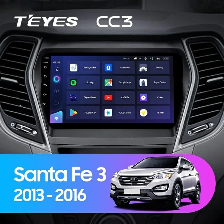 Navigatie Auto Teyes CC3 Hyundai Santa Fe 3 2013-2018 4+32GB 9" QLED Octa-core 1.8Ghz Android 4G Bluetooth 5.1 DSP [2]