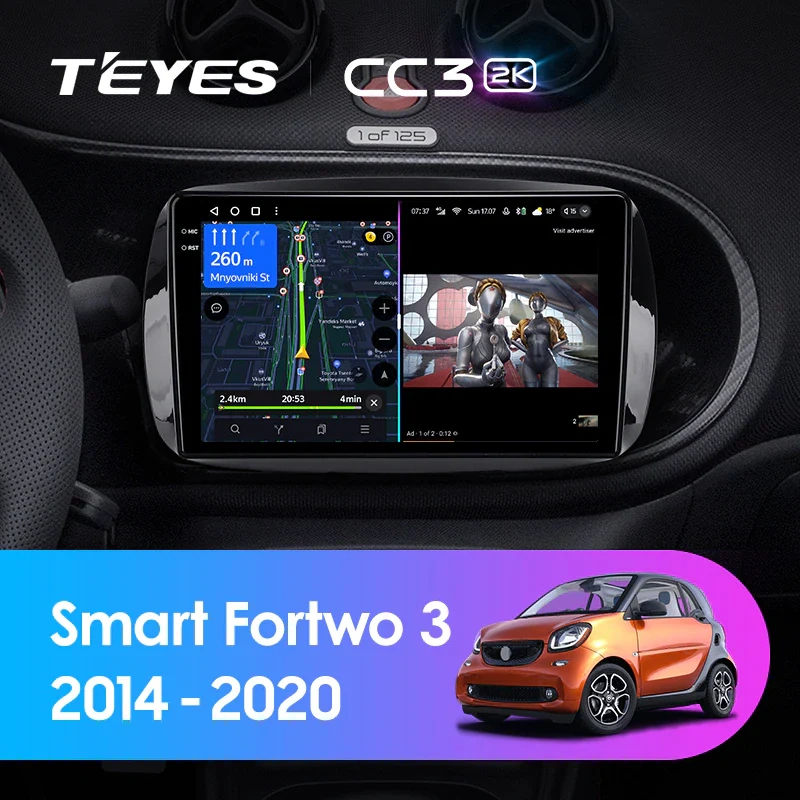 Navigatie Auto Teyes CC3 Mercedes-Benz Fortwo 2014-2023 4+32GB 9" QLED Octa-core 1.8Ghz, Android 4G Bluetooth 5.1 DSP [2]