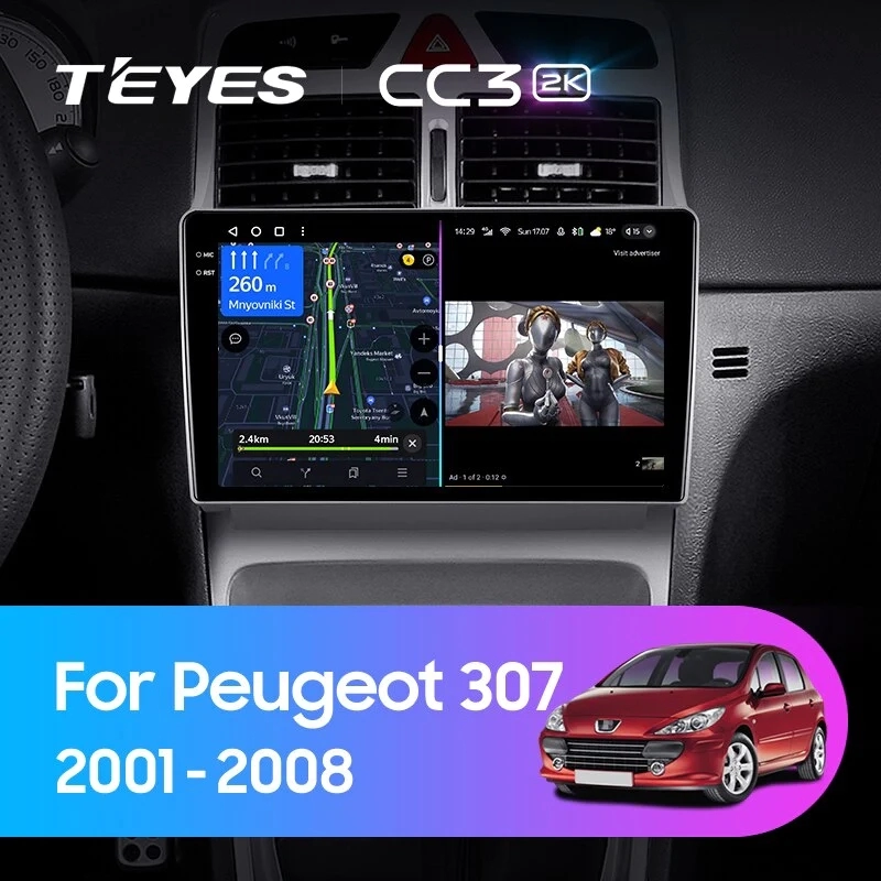 Navigatie Auto Teyes CC3L Peugeot 307 2001-2008 4+64GB 9" IPS Octa-core 1.6Ghz, Android 4G Bluetooth 5.1 DSP [2]