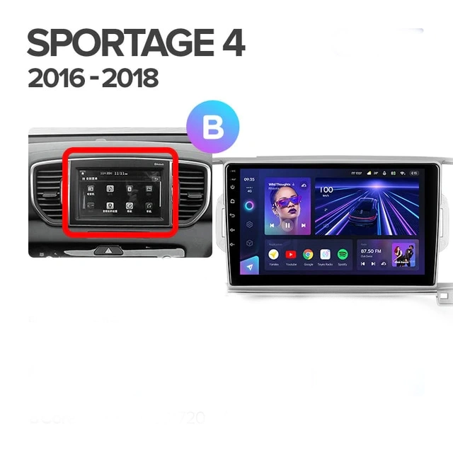Navigatie Auto Teyes CC4 Kia Sportage 4 2016-2018 6+64GB 9.5" QLED Octa-core 2.7Ghz, Android 4G Bluetooth 5.1 DSP [2]