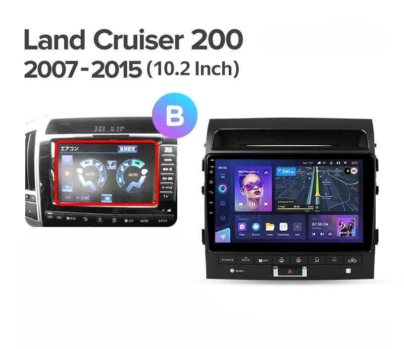 Navigatie Auto Teyes CC4 Toyota Land Cruiser 11 J200 2007-2015 8+128GB 10.36" QLED Octa-core 2.7Ghz, Android 4G Bluetooth 5.1 DSP [5]