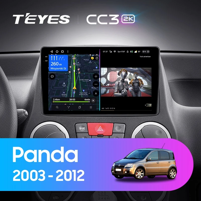 Navigatie Auto Teyes CC4L Fiat Panda 2003-2012 6+64GB 9" QLED Qualcomm 2Ghz, Android 4G Bluetooth 5.1 DSP [2]