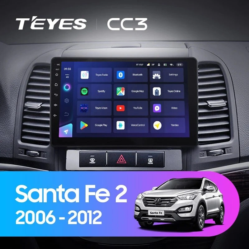 Navigatie Auto Teyes CC4L Hyundai Santa Fe 2 2007-2012 6+64GB 9" QLED Qualcomm 2Ghz, Android 4G Bluetooth 5.1 DSP [2]