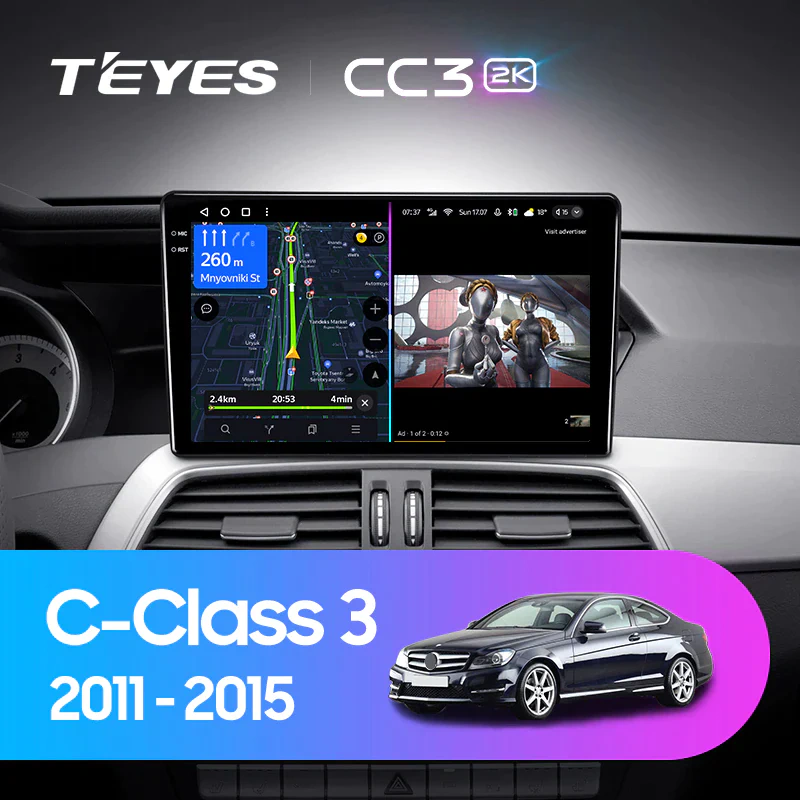 Navigatie Auto Teyes CC4L Mercedes-Benz C Class W204 2011-2015 6+64GB 9" QLED Qualcomm 2Ghz, Android 4G Bluetooth 5.1 DSP [2]