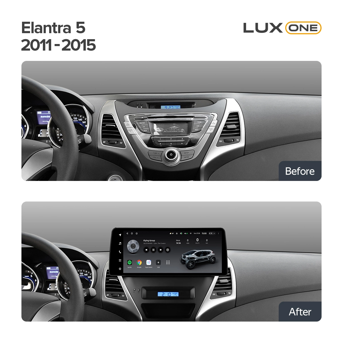 Navigatie Auto Teyes Lux One 360° Hyundai Lux One Hyundai Elantra 5 JK GD MD UD 2011-2015 6+128GB 12.3" IPS Octa-core 2Ghz, Android 4G Bluetooth 5.1 DSP [3]