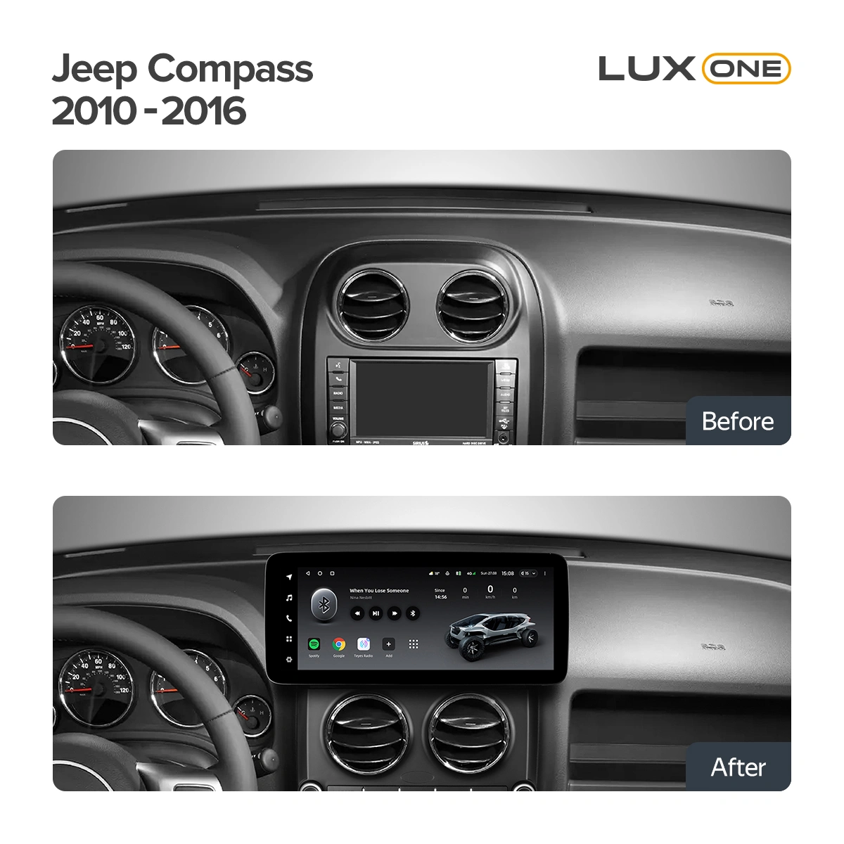 Navigatie Auto Teyes Lux One 360° Jeep Compass 1 2009-2015 6+128GB 12.3" IPS Octa-core 2Ghz, Android 4G Bluetooth 5.1 DSP [2]