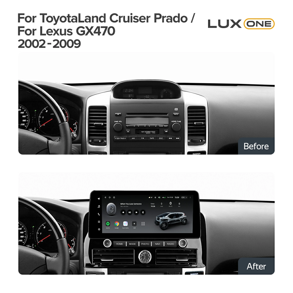 Navigatie Auto Teyes Lux One 360° Toyota Land Cruiser Prado J120 2002-2009 6+128GB 12.3" IPS Octa-core 2Ghz, Android 4G Bluetooth 5.1 DSP [3]