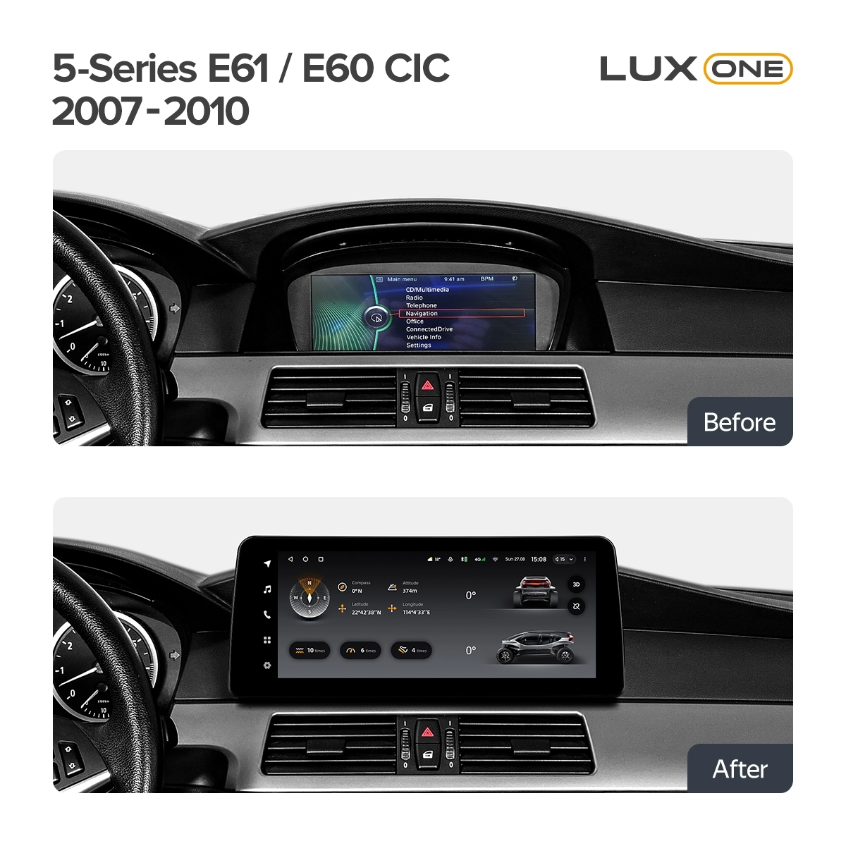 Navigatie auto Teyes Lux One BMW Seria 5 E60 2007-2010 CIC 6+128GB 12.3” IPS Octa-Core 2.0 GHz Android 4G DSP Bluetooth 5.1 [2]