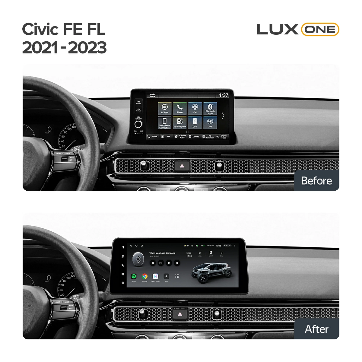 Navigatie Auto Teyes Lux One Honda Civic 11 2021-2023 4+32GB 12.3" IPS Octa-core 2Ghz, Android 4G Bluetooth 5.1 DSP [3]