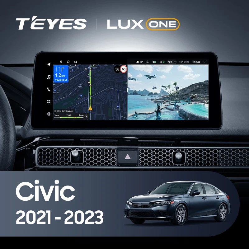 Navigatie Auto Teyes Lux One Honda Civic 11 2021-2023 4+32GB 12.3" IPS Octa-core 2Ghz, Android 4G Bluetooth 5.1 DSP [2]