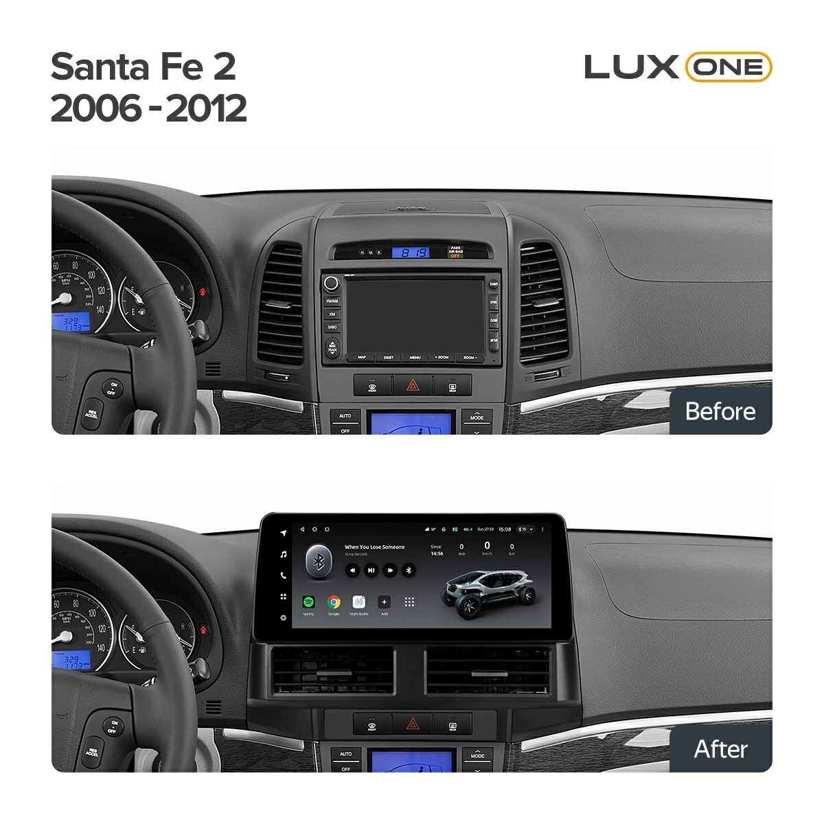 Navigatie Auto Teyes Lux One Hyundai Santa Fe 2 2007-2012 4+32GB 12.3" IPS Octa-core 2Ghz, Android 4G Bluetooth 5.1 DSP [3]