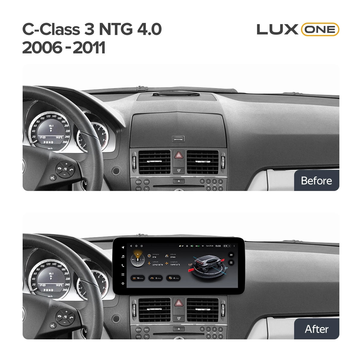 Navigatie auto Teyes Lux One Mercedes-Benz C Class W204 2006-2011 NTG 4.0 6+128GB 12.3” IPS Octa-Core 2.0 GHz Android 4G DSP Bluetooth 5.1 [2]