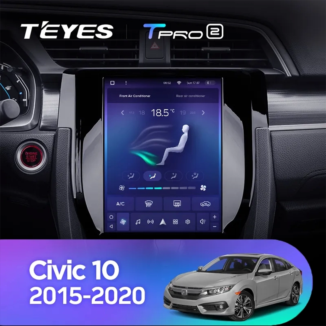 Navigatie Auto Teyes Tip Tesla TPRO 2 Honda Civic 10 2015-2020 3+32GB 9.7" QLED Octa-core 1.8Ghz, Android 4G Bluetooth 5.1 DSP [5]