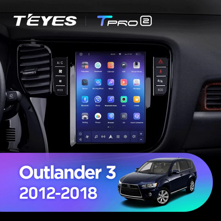 Navigatie Auto Teyes Tip Tesla TPRO 2 Mitsubishi Outlander 3 2013-2018 4+64GB 9.7" QLED Octa-core 1.8Ghz Android 4G Bluetooth 5.1 DSP [2]