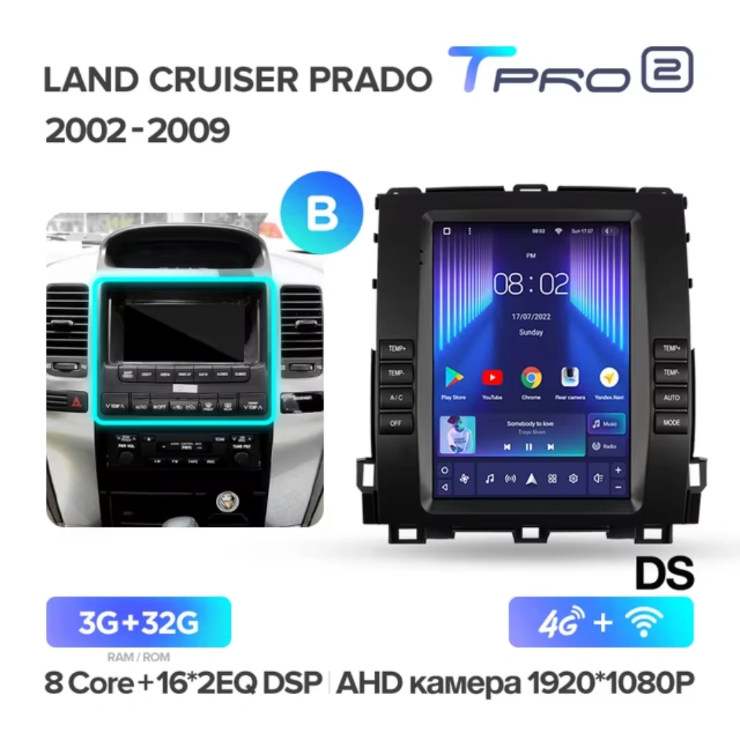 Navigatie Auto Teyes Tip Tesla TPRO 2 Toyota Land Cruiser Prado J120 2002-2009 4+64GB 9.7" QLED Octa-core 1.8Ghz, Android 4G Bluetooth 5.1 DSP [4]