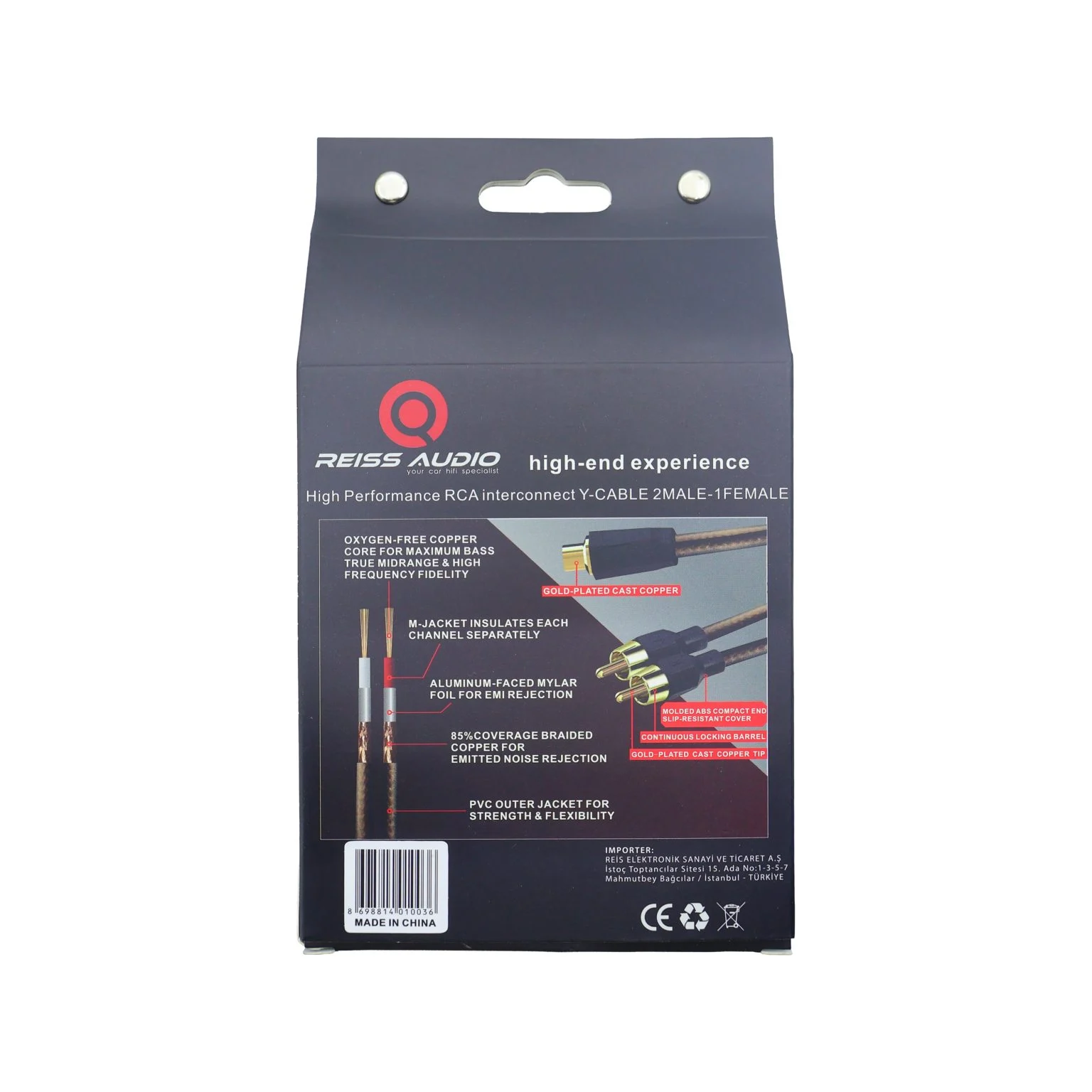 Reiss Audio RS-GX2M1F – Adaptor RCA Y Premium 2 Tată → 1 Mamă [2]