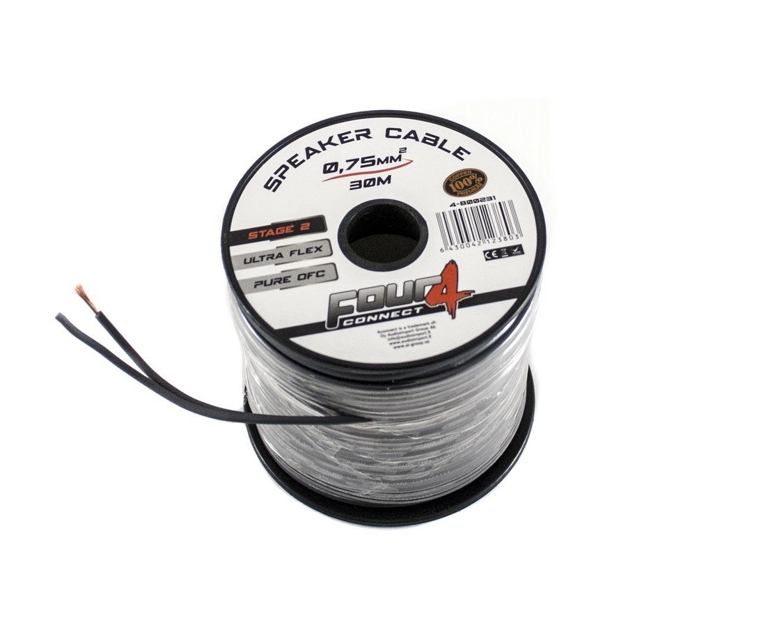 Cablu difuzoare - Cablu boxe Four Connect, 4-800231, Stage 2, Rola 30 M, 2 x 0.75 mm2, OFC