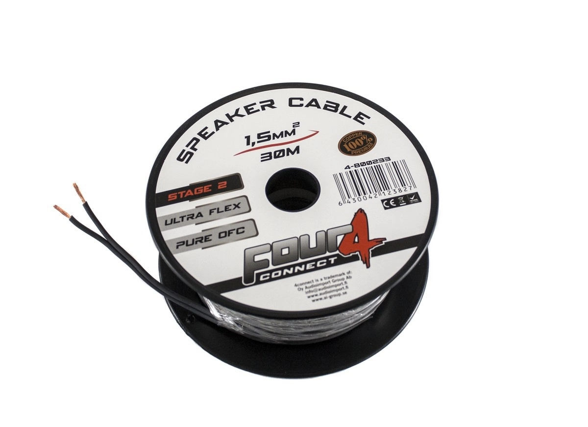 Cablu difuzoare - Cablu boxe Four Connect, 4-800233, Stage 2, 30 m, 2 x 1.5 mm2, OFC
