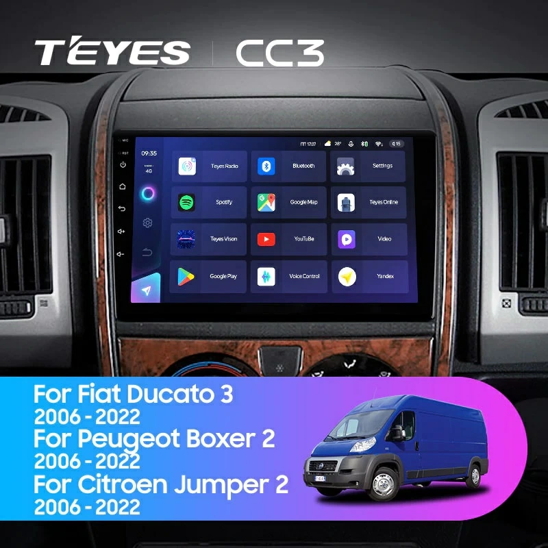 Navigatie Auto Teyes CC3 2K 360° Fiat Ducato 3 2006-2022 6+128GB 9.5" QLED Octa-core 2Ghz, Android 4G Bluetooth 5.1 DSP [1]