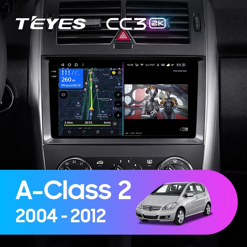 Navigatie Auto Teyes CC3 2K 360° Mercedes-Benz A-Class W169 2004-2012 6+128GB 9.5" QLED Octa-core 2Ghz, Android 4G Bluetooth 5.1 DSP [1]
