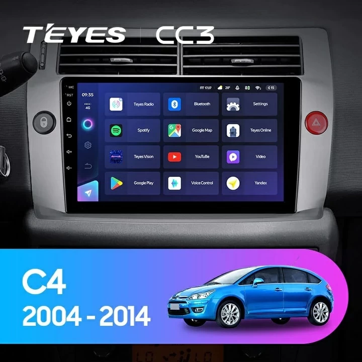 Navigatie Auto Teyes CC3 2K Citroen C4 2004-2014 6+128GB 9.5" QLED Octa-core 2Ghz, Android 4G Bluetooth 5.1 DSP [1]