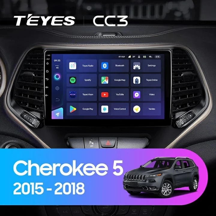 Navigatie Auto Teyes CC3 2K Jeep Cherokee 5 2015-2018 6+128GB 10.36" QLED Octa-core 2Ghz, Android 4G Bluetooth 5.1 DSP [1]