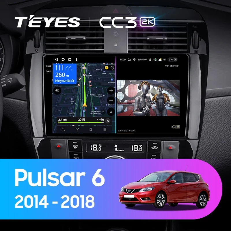 Navigatie Auto Teyes CC3 2K Nissan Pulsar 2014-2018 6+128GB 9.5" QLED Octa-core 2Ghz, Android 4G Bluetooth 5.1 DSP [1]