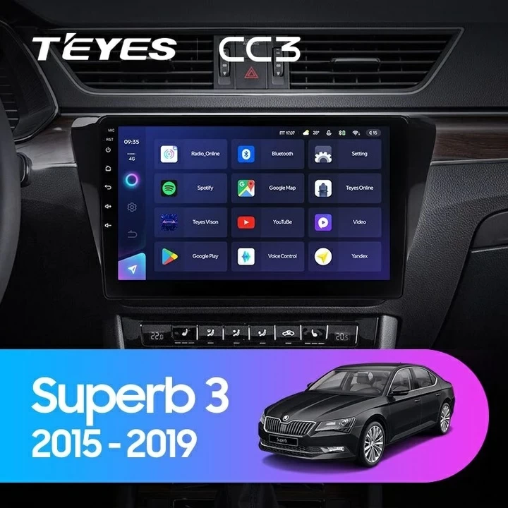 Navigatie Auto Teyes CC3 2K Skoda Superb 3 2015-2019 4+64GB 10.36" QLED Octa-core 2Ghz, Android 4G Bluetooth 5.1 DSP [1]