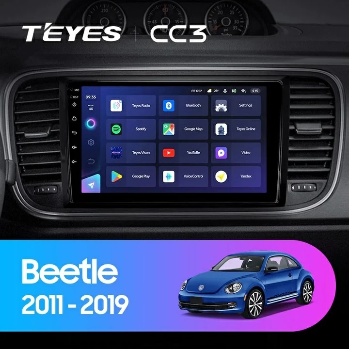 Navigatie Auto Teyes CC3 2K Volkswagen Beetle 2011-2019 4+64GB 9.5" QLED Octa-core 2Ghz, Android 4G Bluetooth 5.1 DSP [1]