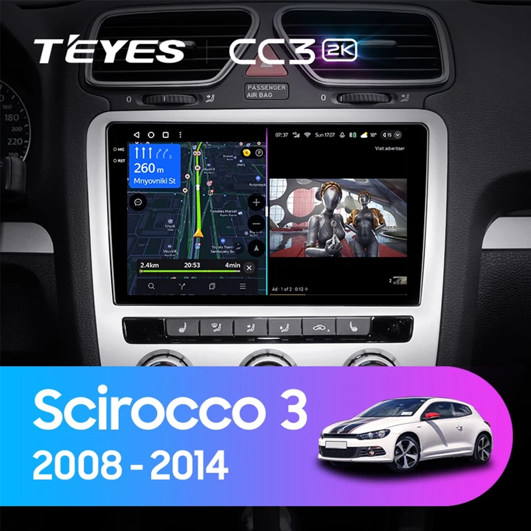 Navigatie Auto Teyes CC3 2K Volkswagen Scirocco 2008-2017 4+32GB 9.5" QLED Octa-core 2Ghz, Android 4G Bluetooth 5.1 DSP [1]