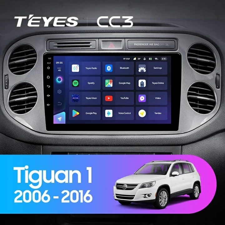 Navigatie Auto Teyes CC3 2K Volkswagen Tiguan 1 2006-2016 6+128GB 9.5" QLED Octa-core 2Ghz, Android 4G Bluetooth 5.1 DSP [1]